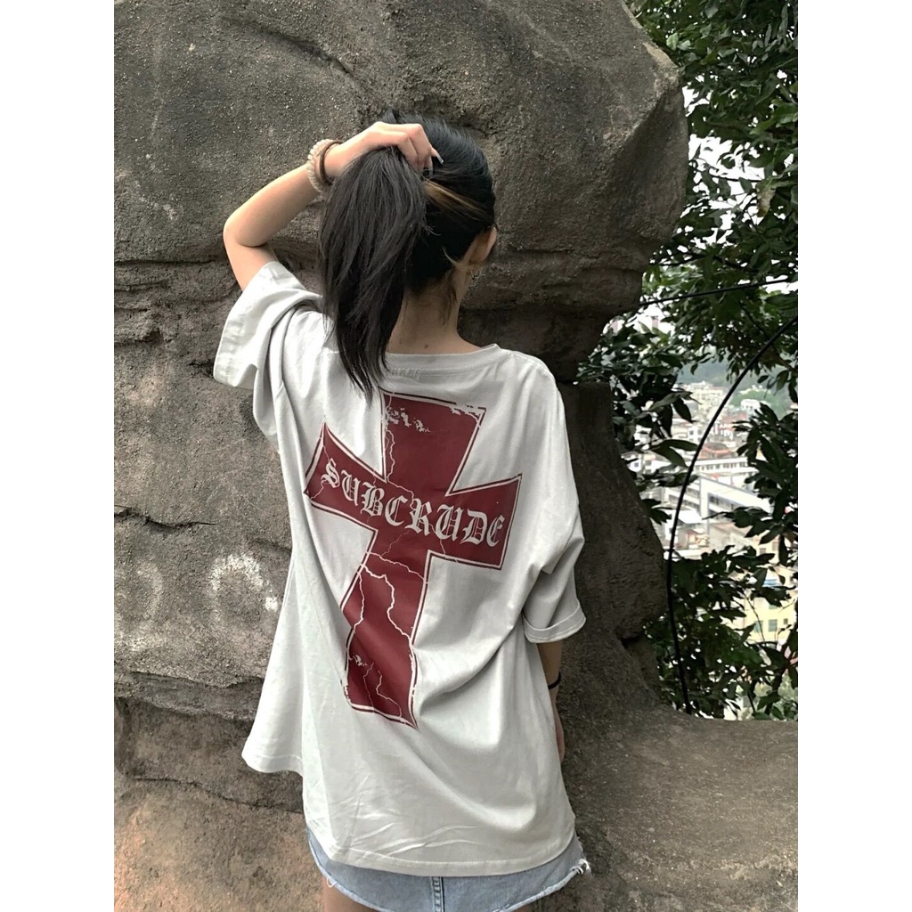 Áo Thun Nữ Ngắn Tay Dáng Rộng Đan Chéo Thời Trang