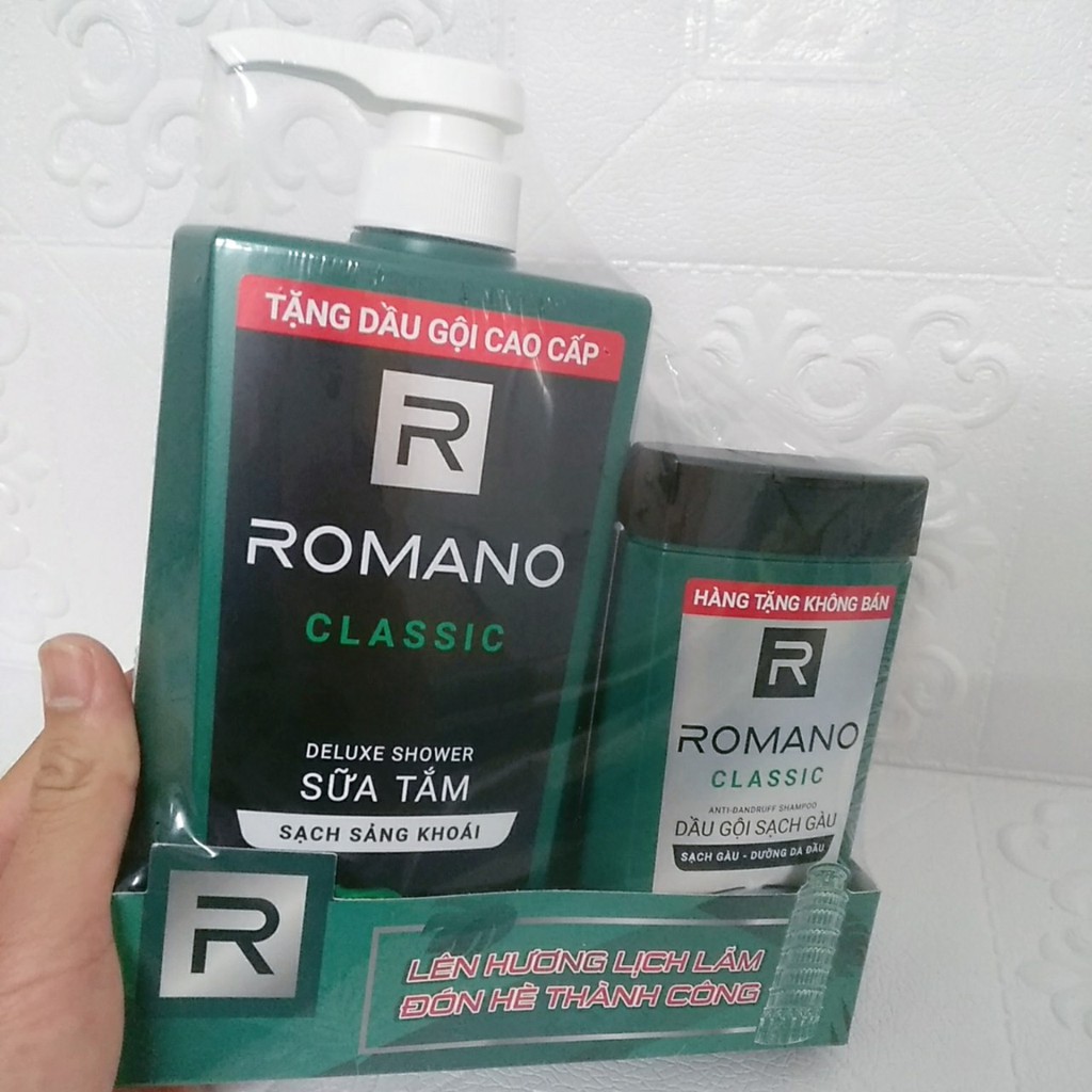 [COMBO SỮA TẮM TẶNG DẦU GỘI] - Combo mua Sữa tắm Romano 650g tặng Dầu gội Romano 180g