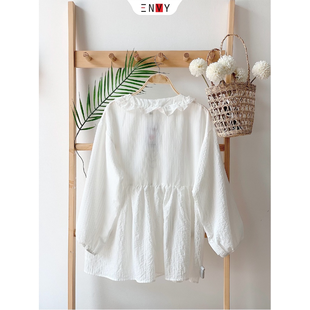Áo trắng nữ babydoll siêu xinh ENVY A157 cột nơ xinh xắn