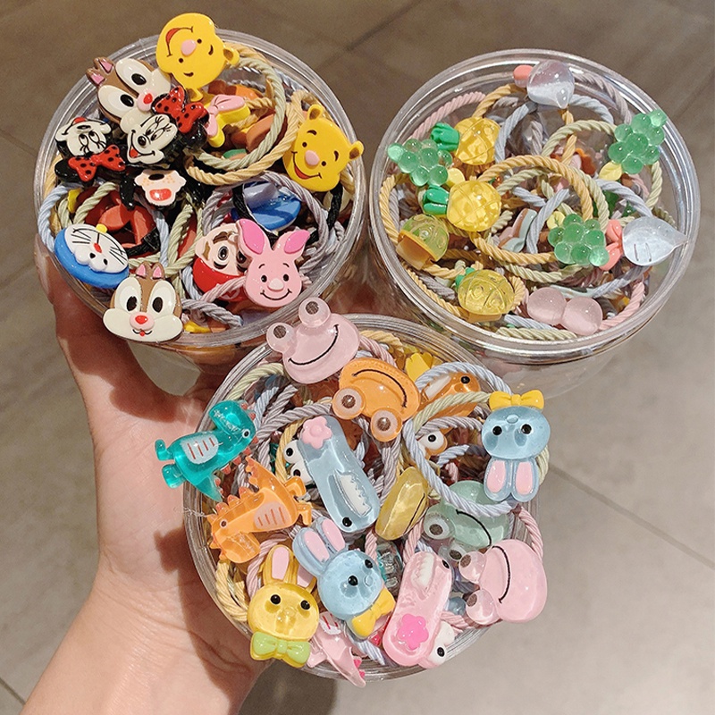 Phim hoạt hình dễ thương hình trái cây hình bông hoa vòng tóc động vật 30 bộ trong số 50 bộ vòng tóc nữ có độ đàn hồi cao