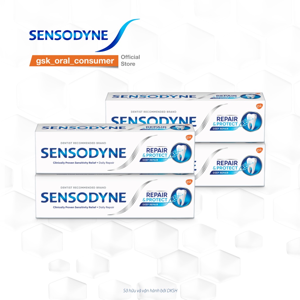 Combo 4 Kem đánh răng giảm ê buốt Sensodyne Repair Protect Deep Repair