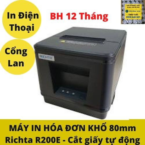 Máy in bill, hóa đơn nhiệt khổ 80mm K80 Xprinter Richta 200E Mạng Lan (In điện thoại)