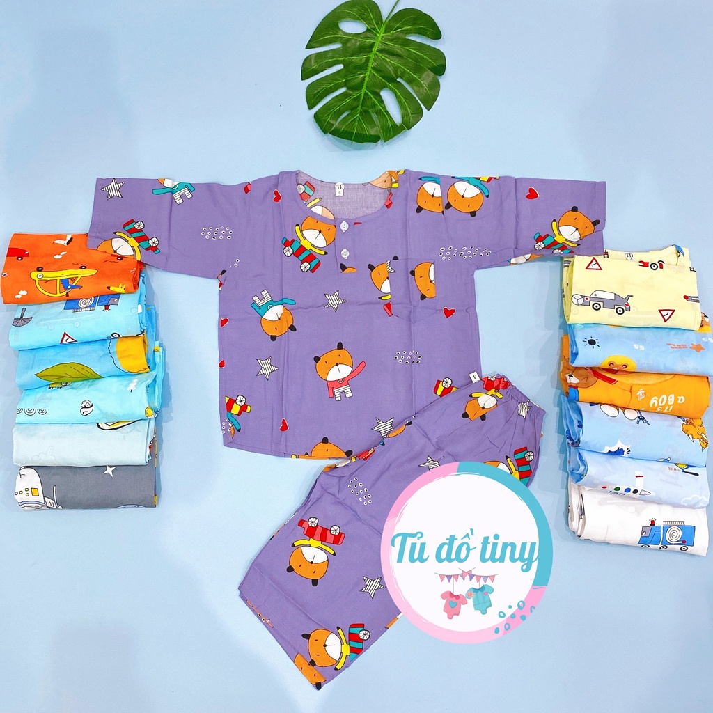 (SIZE 4) Bộ tole lanh (tôn) lanh lụa mặc nhà bé trai tay dài QUẦN DÀI cổ tròn 10-12kg, bộ bé trai mặc hè, mát mẻ.