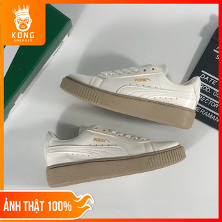 [Full Box Tặng Kèm Sticker] Giày Thể Thao Nữ PulM.a Tăng Chiều Cao 4Cm Đế Nâu Da Bóng 2021