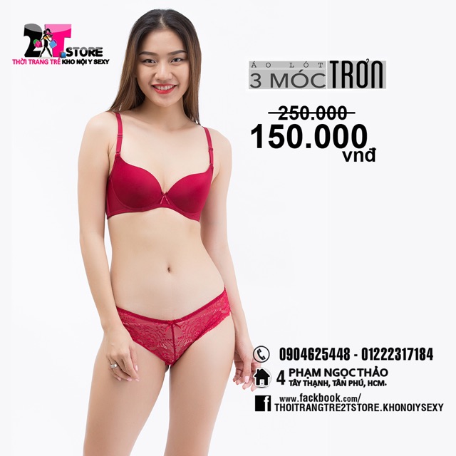 Áo Nâng Ngực Cotton 3 Móc Trơn (Đỏ)