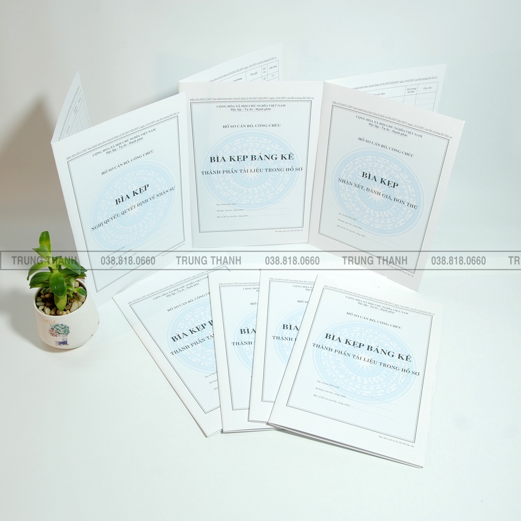 [COMBO] 5 Bộ bìa kẹp Hồ sơ cán bộ, công chức ban hành theo quyết định 06/2007/QĐ-BNV ngày 18/6/2007