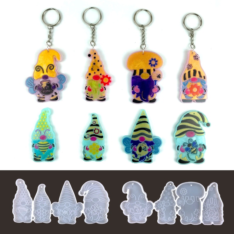 Khuôn Silicone Làm Móc Khóa Hình Ông Già Noel / Chú Ong Nhỏ Đáng Yêu