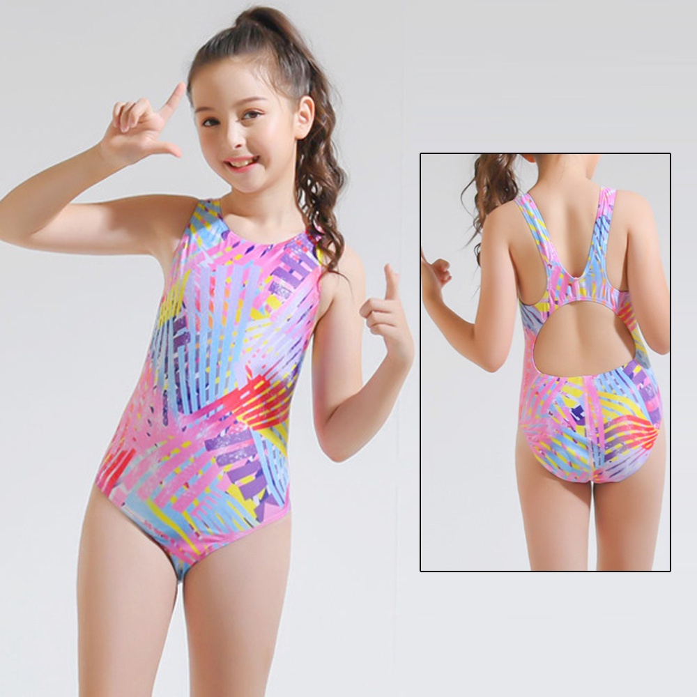 Cô gái áo tắm liền thân dễ thương cô gái trung bình cơ thể trẻ em lớn tam giác học bơi cạnh tranh đào tạo