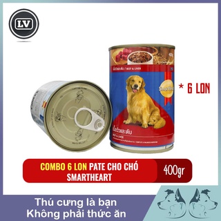 Combo 6 lon Thức ăn Pate cho chó Smartheart lon 400gr giao vị ngẫu nhiên