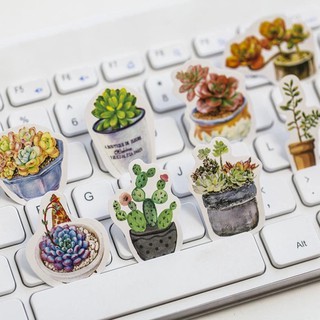 Set 50 sticker họa tiết chậu cây giả E87