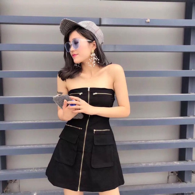 Đầm ống cúp ngực dây kéo