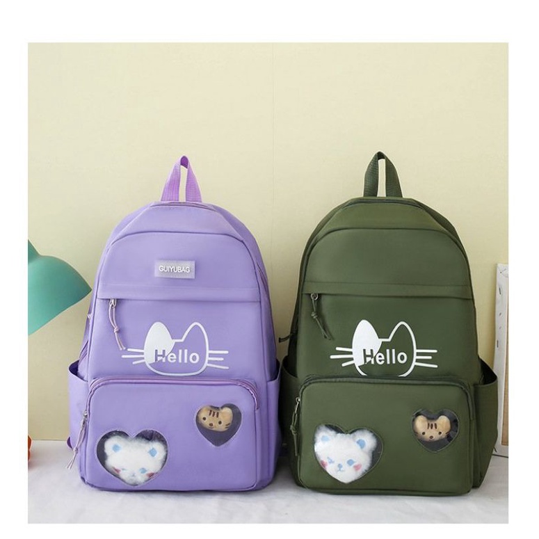 Balo Ulzzang đi học Mèo Hello học sinh cấp 1 2 3 đến trường laptop dễ thương lolita
