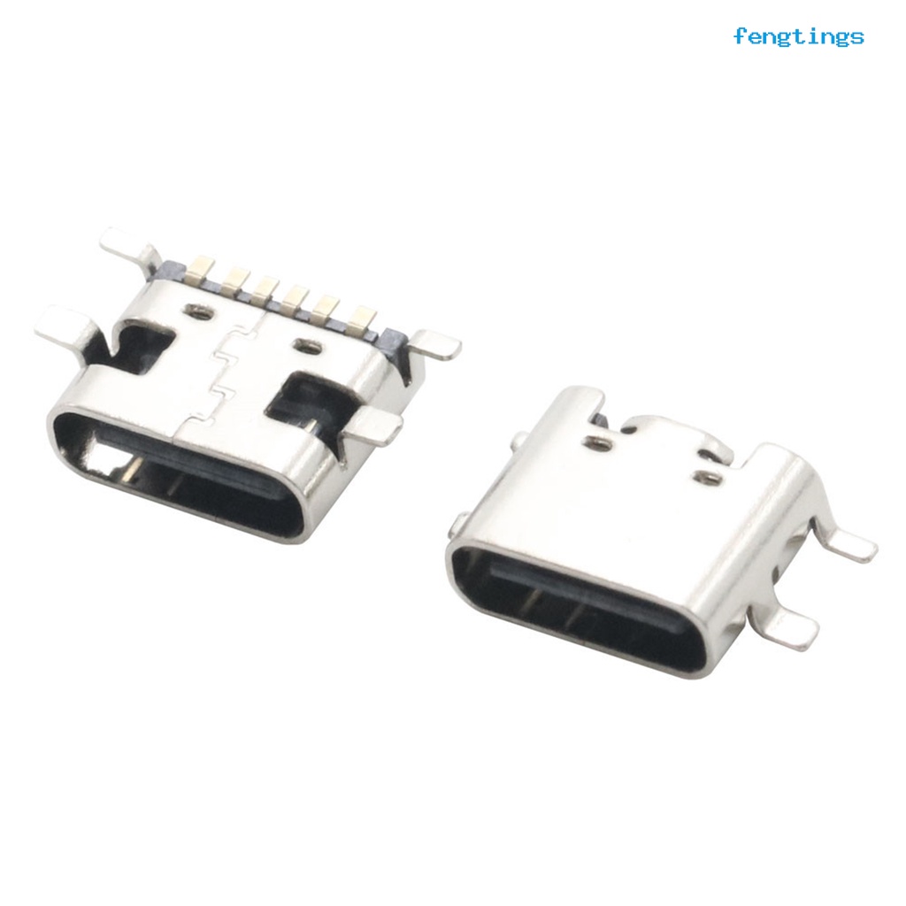 Set 10 Ổ Cắm Type-C 3.1 6pin SMT Bằng Thép Không Gỉ