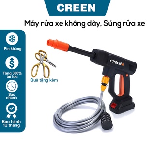 Máy Rửa Xe Không Dây, Súng Xịt Rửa Áp Lực Cao Pin 24, 48V Creen, Máy Rửa Xe Mini, Bảo Hành 12 Tháng !