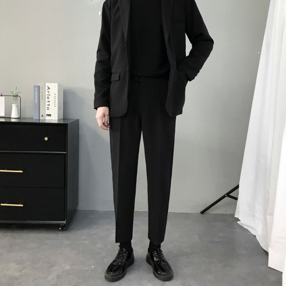 [Tiền Nào Của Đấy]Quần Tây Baggy Nam Màu Đen Ống Rộng Phong Cách Hàn Quốc Vải Co Giãn, Không Xù  -V01 | BigBuy360 - bigbuy360.vn