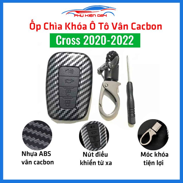 Ốp khóa Cross 2020-2021-2022 vân Cacbon kèm móc khóa