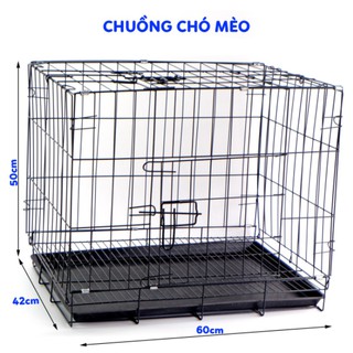 Chuồng lồng chó mèo gấp gọn sơn tĩnh điện nhiều màu size to (Kèm khay)
