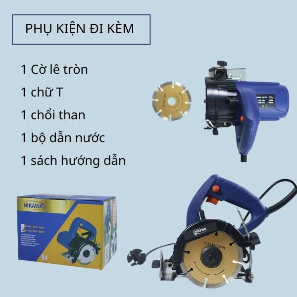 Máy cắt gạch xẻ đá bê tông cầm tay Nikawa 1400W nhập khẩu Nhật bảo hành chính hãng giao hỏa tốc HN