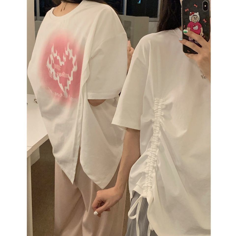 Áo Thun Tay Ngắn Cổ Tròn Hai Mặt Thiết Kế Bất Đối Xứng Thời Trang Mùa Hè Mới SIZE Lớn 30-80kg Cho Nữ