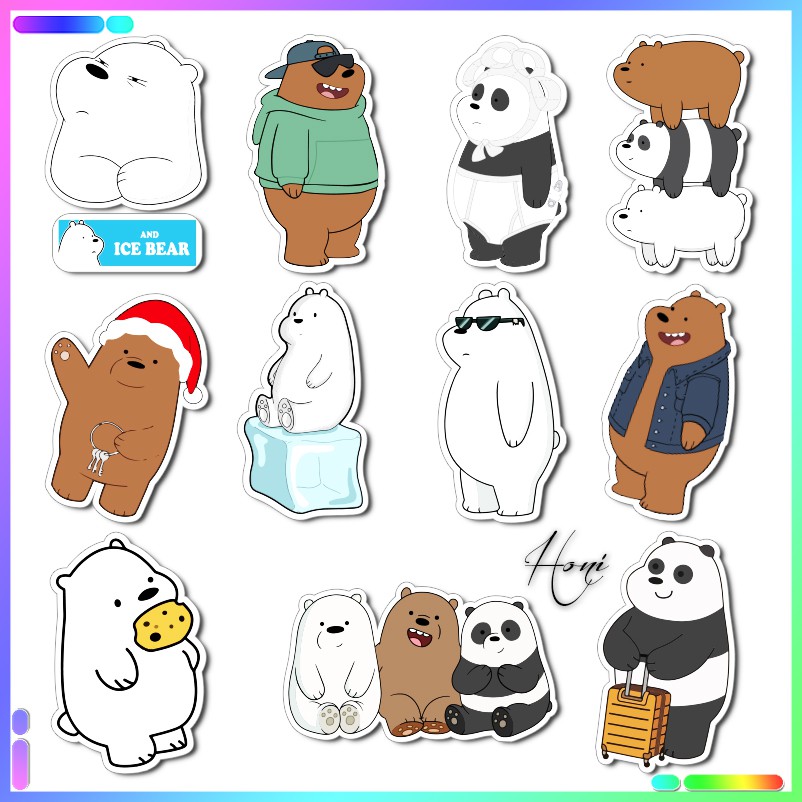 Sticker We Bare Bears - Sticker 3 Chú Gấu dễ thương