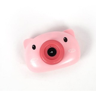 Máy ảnh heo hồng thổi bong bóng