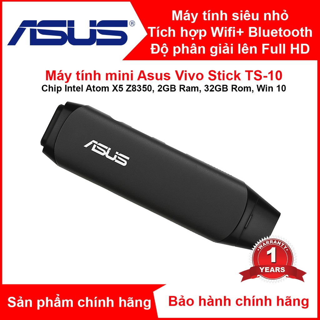 Máy tính PC VivoStick Asus TS10 (Chip Intel Atom Z8350/ RAM 2GB/ ROM 32GB/ Full HD/ Wifi + Bluetooth)