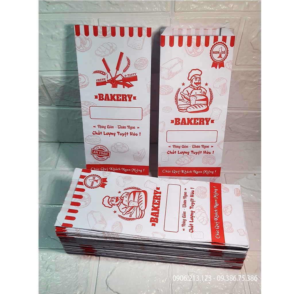 Túi Giấy Đựng Bánh Mì  100 Cái in sẵn