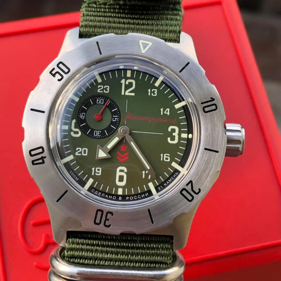 Đồng hồ Nga Vostok komandirskie chống nước tốt 350501. Đồng hồ nam Vostok máy cơ tự động, size mặt 42, chống nước 10ATM