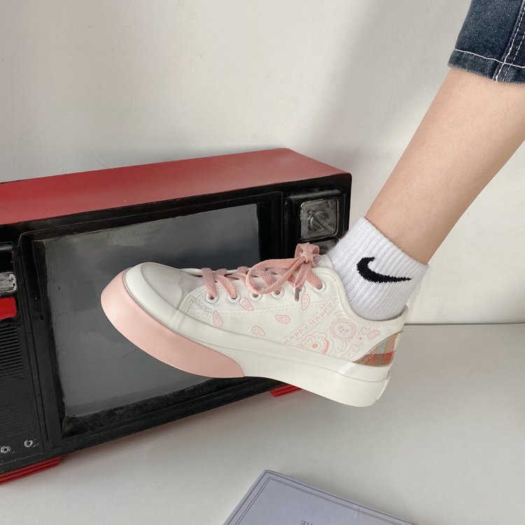Giày Thể Thao Vải Canvas Đế Bằng Buộc Dây Cá Tính Hợp Thời Trang Cho Nữ | BigBuy360 - bigbuy360.vn