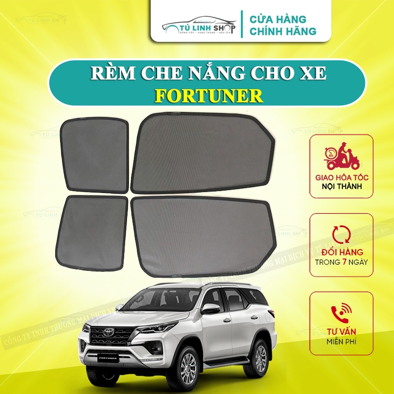 Rèm che nắng nam châm cho xe Toyota Fortuner, bộ 4 tấm cho 4 cửa, hàng loại 1 cao cấp nhất, vừa khít kính