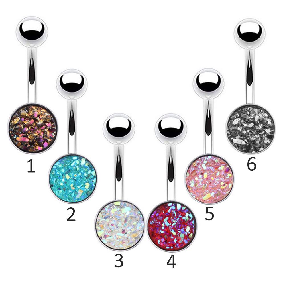 Khuyên rốn thép không gỉ đính đá màu thời trang và sành điệu