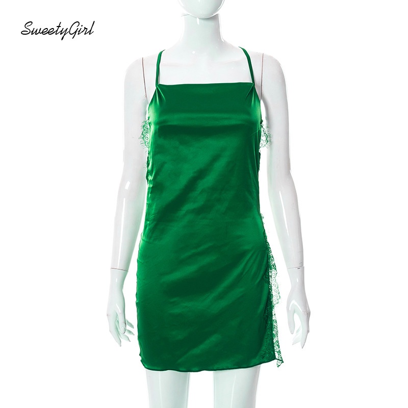 Đầm Hai Dây Dáng Rộng Hở Lưng Màu Trơn Thời Trang Quyến Rũ 2022 Dành Cho Nữ