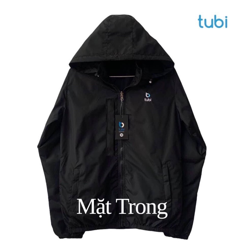 Áo khoác Tubi 2 Mặt Màu Xanh Đen Nón Rời