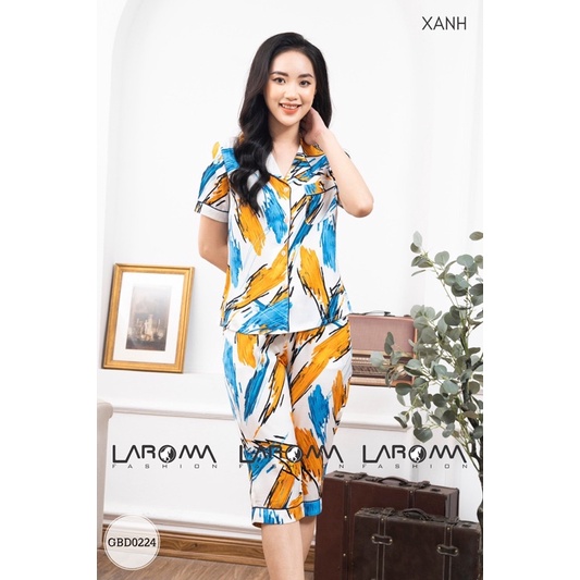 Bộ đồ Pijama Nữ Laroma Hoạ tiết chất lụa satin Nhật cao cấp