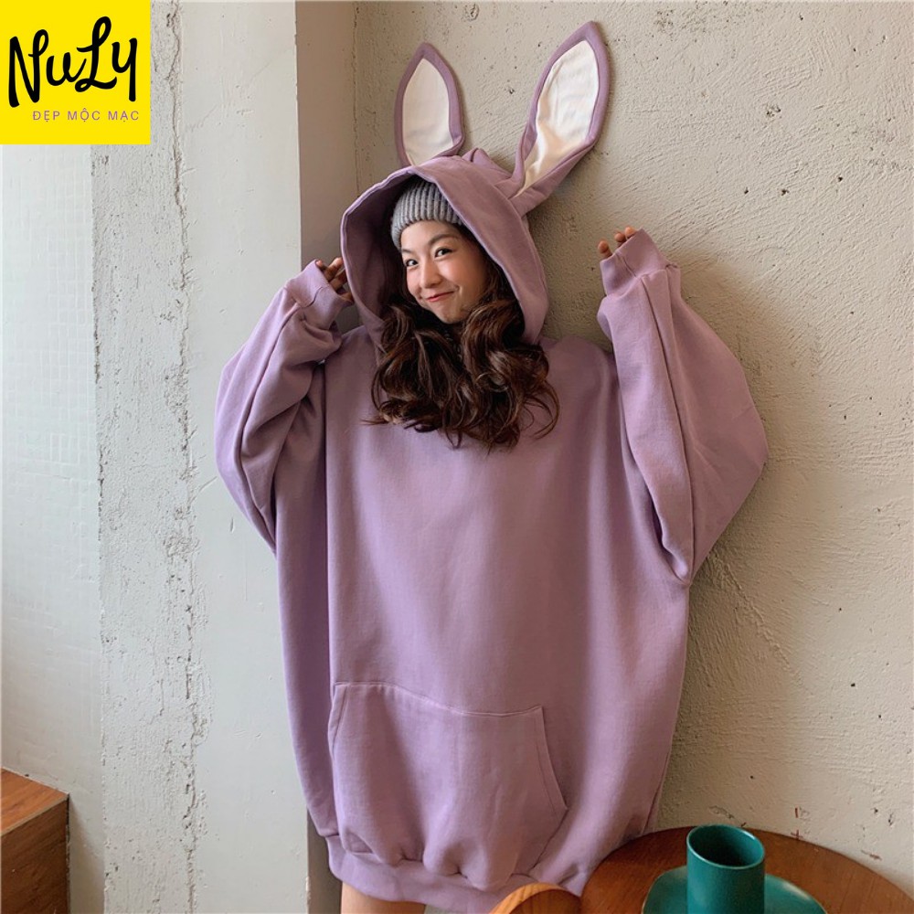 Áo Hoodie nữ THỎ RABBIT unisex nỉ bông form rộng, tay bồng kiểu dáng Ulzzang chất xịn NULY HDT | BigBuy360 - bigbuy360.vn