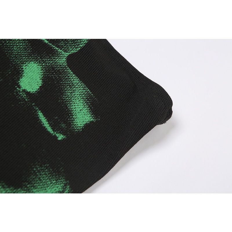 Áo ống dáng ôm in họa tiết màu tương phản thời trang cho nữ