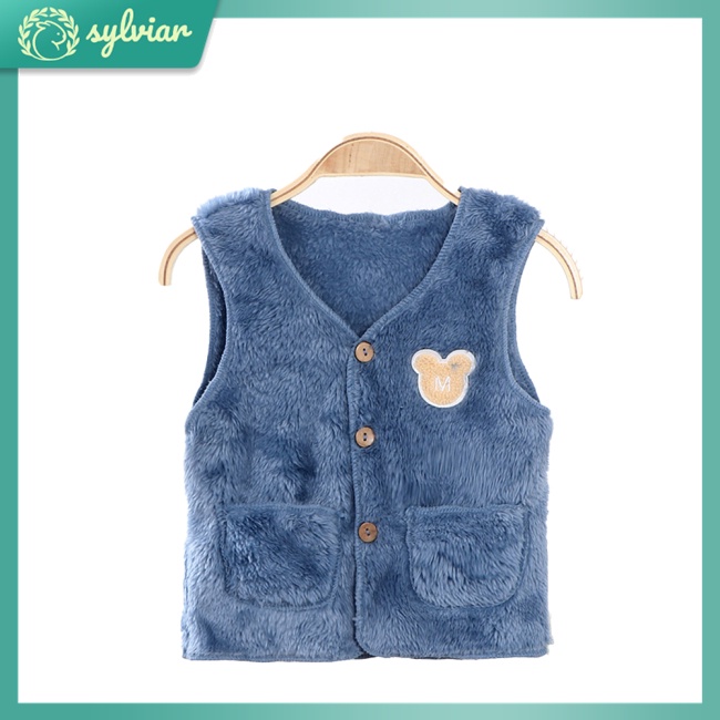 Áo Khoác Ghi Lê Hai Mặt Bằng Vải Nỉ Dày Ấm Áp Cho Bé