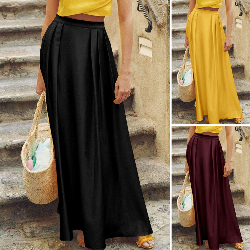 Chân Váy Celmia Dáng Dài Lưng Cao Phối Xếp Ly Thời Trang Cho Nữ | BigBuy360 - bigbuy360.vn