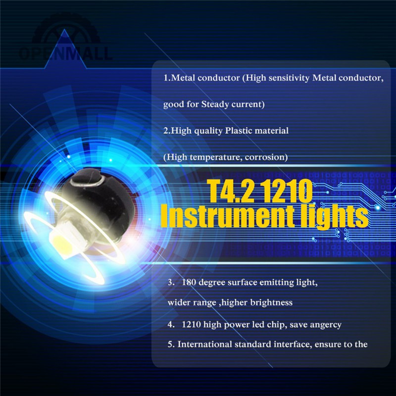 Set 10 đèn LED T4.2 1smd gắn bảng đồng hồ xe ô tô chuyên dụng