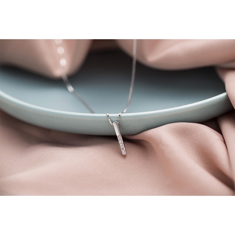 Dây chuyền bạc nữ mặt thanh đinh đính đá Evasilver, vòng cổ chuẩn bạc ta thời trang thanh lịch