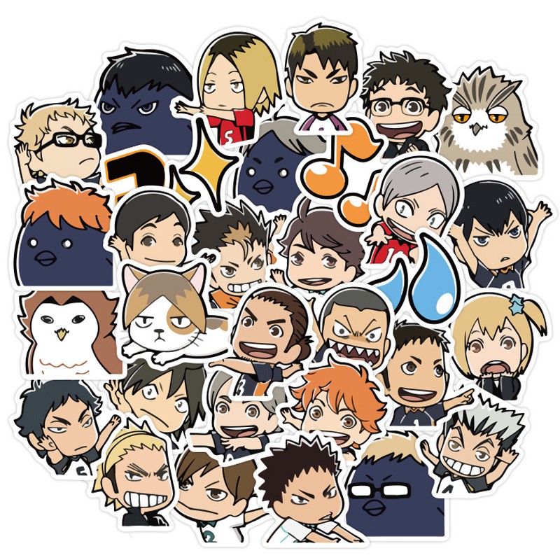 Y&P| Hình Dán Chống Nước Haikyuu!! Nhật Bản Anime Mũ Bảo Hiểm Máy Tính Xách Tay Hành Lý Dán Thiết Lập, 40 tờ