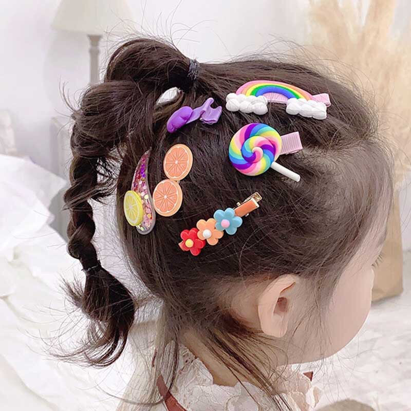 HCM- Set 6/10 kẹp tóc cầu vồng kẹo mút phong cách Hàn Quốc xinh xắn dễ thương cho bé gái đáng yêu -Selenshop