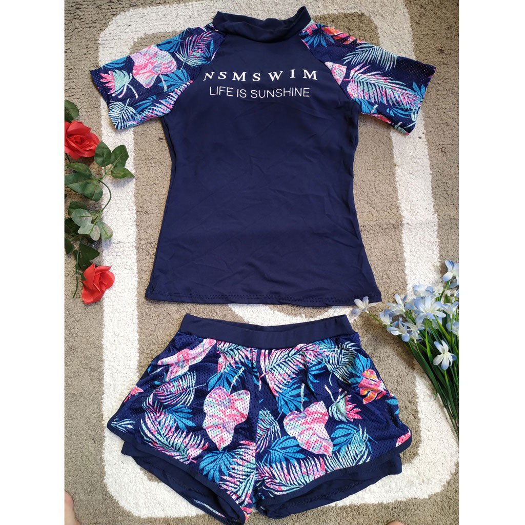[Có Ảnh Thật] Đồ bơi nữ dạng short vải thun thường BK-350i