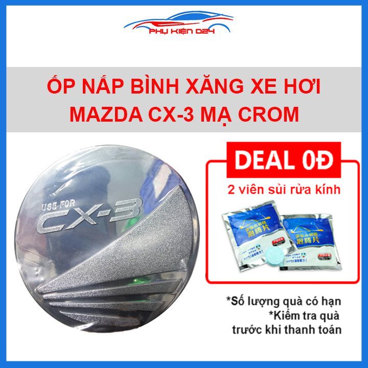 Ốp nắp xăng Mazda CX-3 CX3 mạ crom chống trầy trang trí ô tô