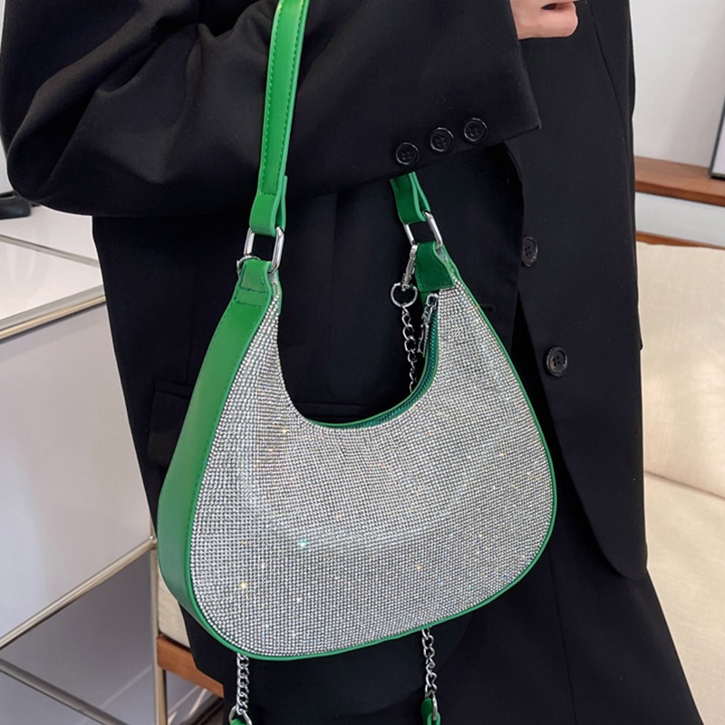 IELGY women's french rhinestone chain texture messenger bag