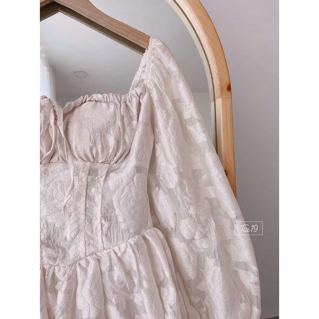 Váy hoa dài tay princess Tia19. Đầm hoa dài tay (ảnh thật do shop tự chụp).