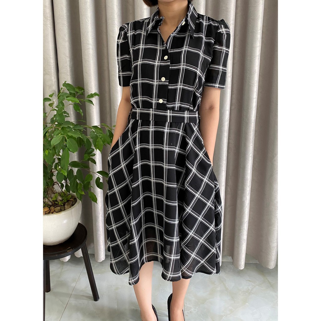 Đầm Váy Nữ Sơ Mi Kẻ Caro Sang Chảnh - QA0041 | BigBuy360 - bigbuy360.vn