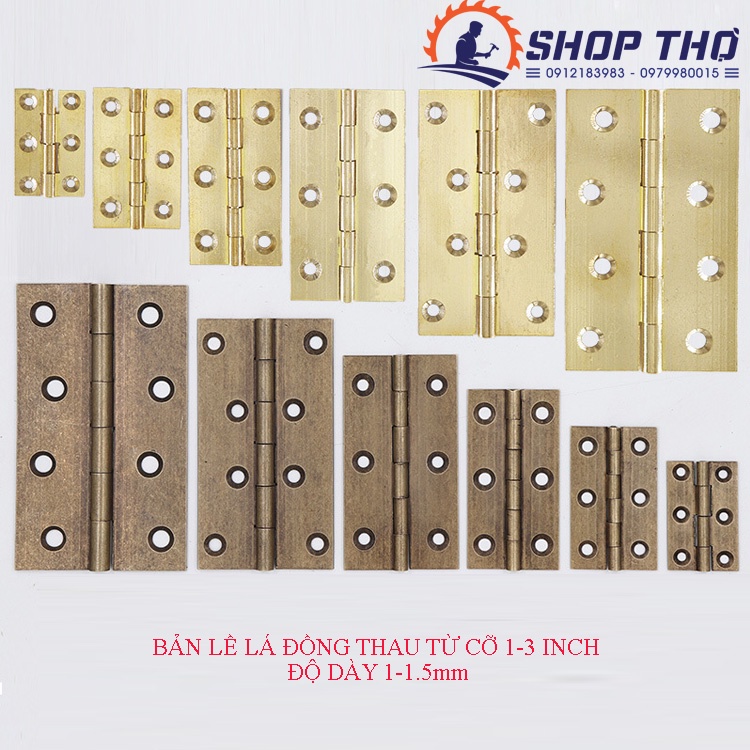 Bản lề lá chất liệu đồng thau màu vàng , màu đồng cỡ 1ich-3inch