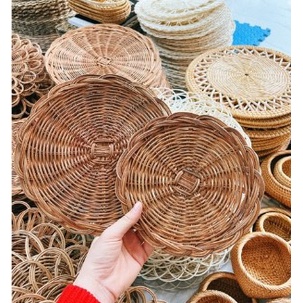 Đĩa mây đĩa cói treo tường siêu vintage hàng xuất khẩu bền đẹp