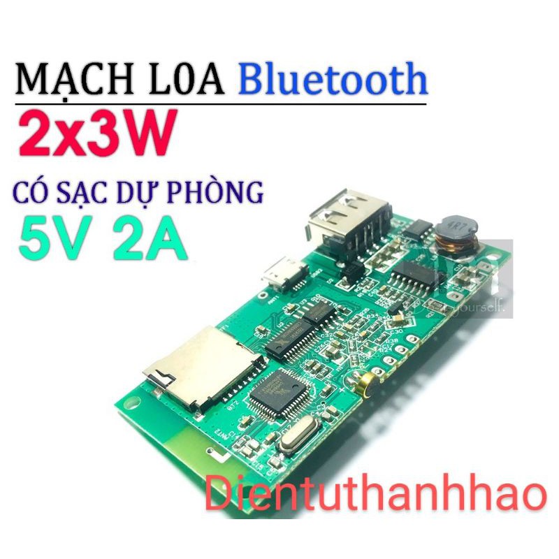 Mạch Loa Bluetooth 2*3W Kiêm Sạc Dự Phòng 5V 2A